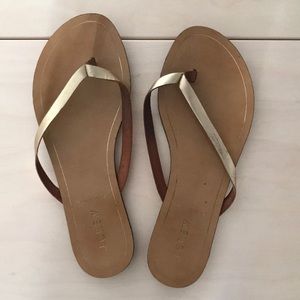J. Crew gold flip flops